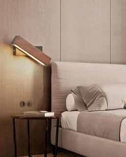 Nordic Solid Wood LED Wall Lamp - Modern Rotated Design
