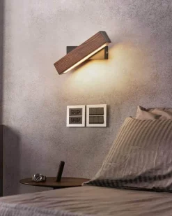 Nordic Solid Wood LED Wall Lamp - Modern Rotated Design