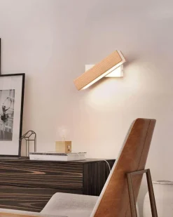 Nordic Solid Wood LED Wall Lamp - Modern Rotated Design