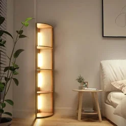 Nordic Wooden LED Shelf - Elegant Home Decor Display