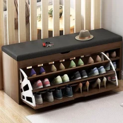 Nordic Wooden Shoe Rack Stool - Space Saving Organizer