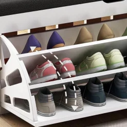 Nordic Wooden Shoe Rack Stool - Space Saving Organizer