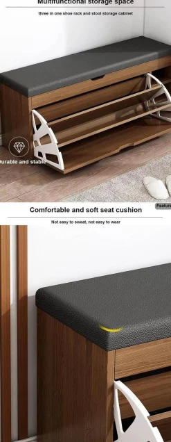 Nordic Wooden Shoe Rack Stool - Space Saving Organizer