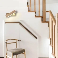Nordic Wooden Wall Lamp - Stylish Rotating Bedside Light
