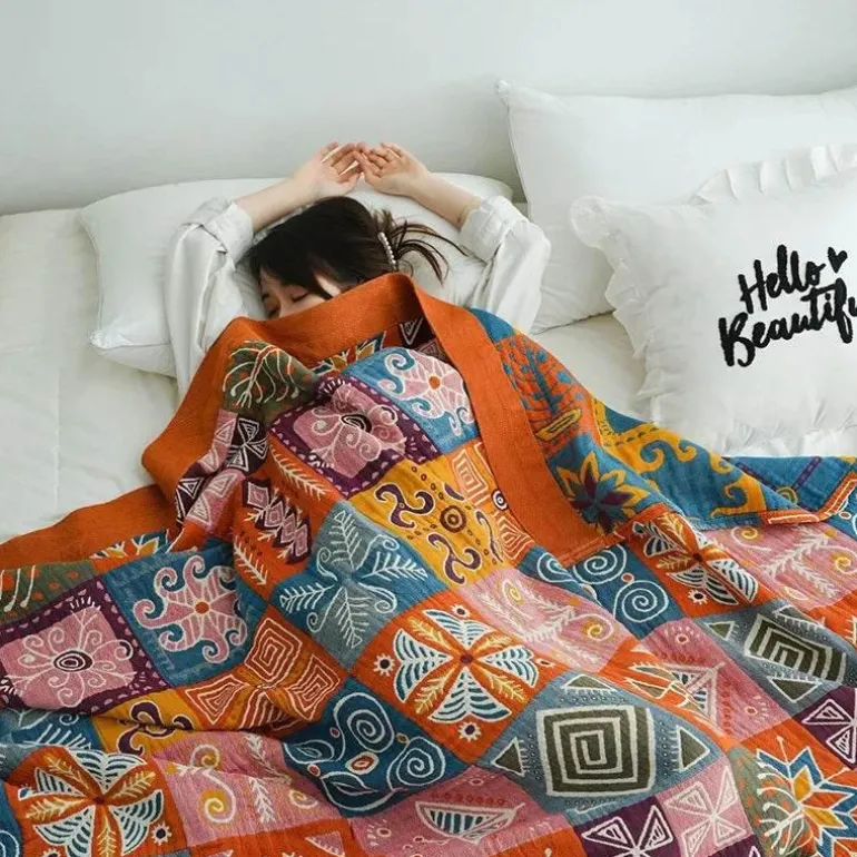 Nordische Baumwolldecke in Kingsize-Größe – weicher Boho-Überwurf für Bett und Sofa