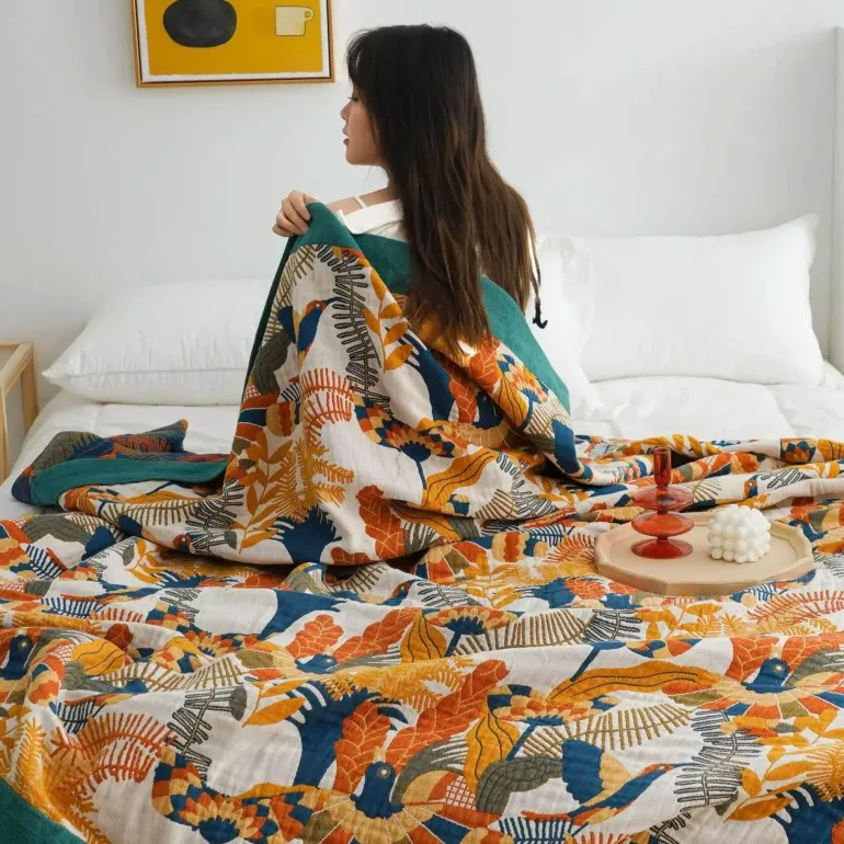 Nordische Baumwolldecke in Kingsize-Größe – weicher Boho-Überwurf für Bett und Sofa