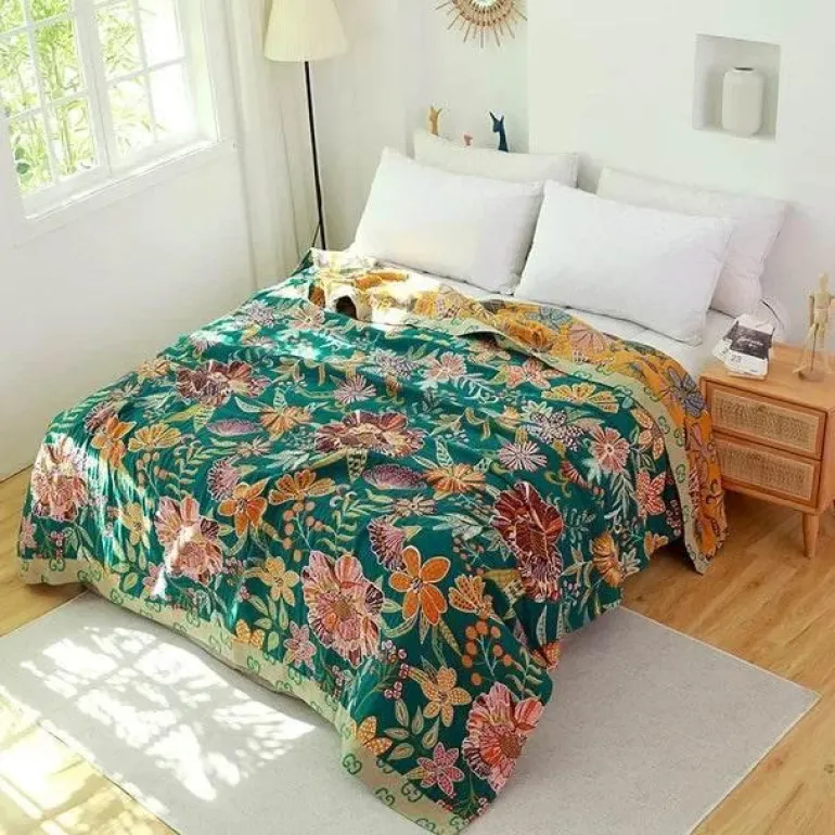 Nordische Baumwolldecke in Kingsize-Größe – weicher Boho-Überwurf für Bett und Sofa