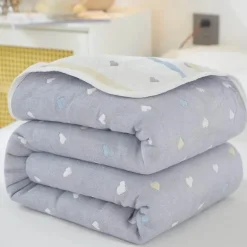 Nordische Baumwollgaze-Überwurfdecke - Weiche Cartoon-Tagesdecke für Betten und Sofas