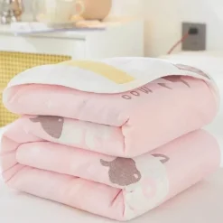 Nordische Baumwollgaze-Überwurfdecke - Weiche Cartoon-Tagesdecke für Betten und Sofas