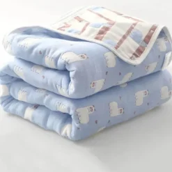 Nordische Baumwollgaze-Überwurfdecke - Weiche Cartoon-Tagesdecke für Betten und Sofas