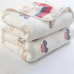 Nordische Baumwollgaze-Überwurfdecke - Weiche Cartoon-Tagesdecke für Betten und Sofas