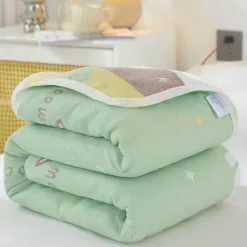 Nordische Baumwollgaze-Überwurfdecke - Weiche Cartoon-Tagesdecke für Betten und Sofas