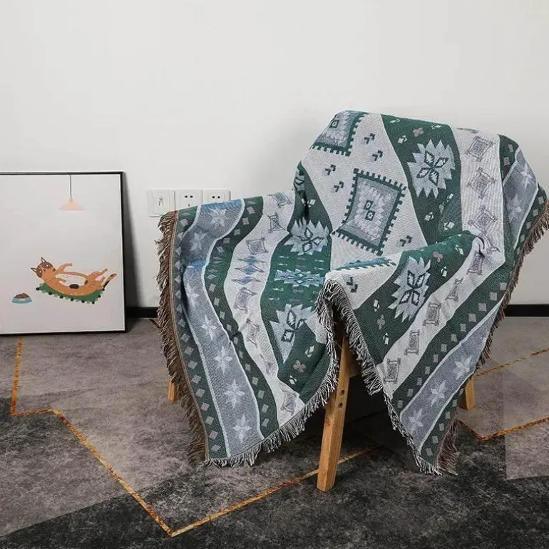 Nordische böhmische Decke – vielseitiger Bett-Sofa-Bezug, ethnisches Picknick, Camping, unverzichtbar