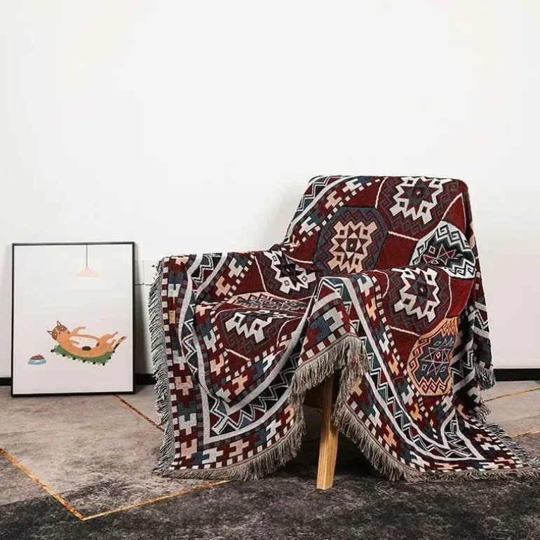 Nordische böhmische Decke – vielseitiger Bett-Sofa-Bezug, ethnisches Picknick, Camping, unverzichtbar