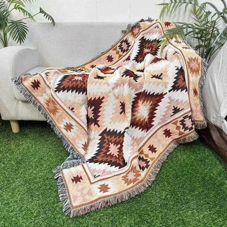 Nordische böhmische Decke – vielseitiger Bett-Sofa-Bezug, ethnisches Picknick, Camping, unverzichtbar