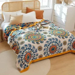 Nordische Blumendecke - Weiche Sommerdeko aus Baumwolle