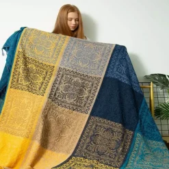 Nordische Boho-Überwurfdecke - Premium-Sofabezug im Retro-Karomuster