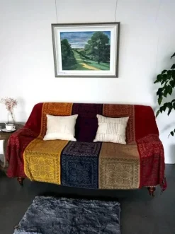 Nordische Boho-Überwurfdecke - Premium-Sofabezug im Retro-Karomuster