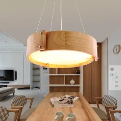 Nordische LED-Pendelleuchte aus Holz – Luxuriöse Wohnraumbeleuchtung