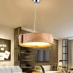 Nordische LED-Pendelleuchte aus Holz – Luxuriöse Wohnraumbeleuchtung
