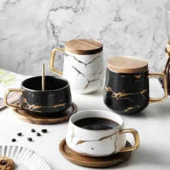 Nordische Marmor-Keramik-Kaffeetassen – Elegantes Designer-Trinkgeschirr