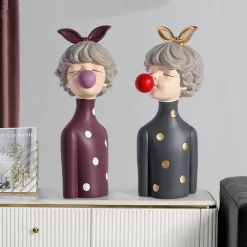 Nordische Mädchen-Skulptur – Bubble Bow-Knot Home Decor Akzent