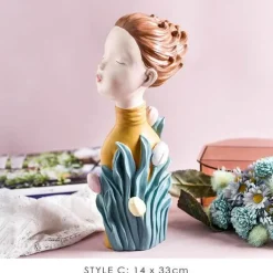 Nordische Mädchen-Skulptur – Bubble Bow-Knot Home Decor Akzent