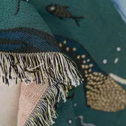 Nordische Meerjungfrau Gestrickte Überwurfdecke - Boho Reisesofadecke