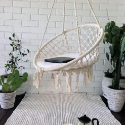 Nordische Outdoor-Hängematte – Gemütliche gestrickte Campingschaukel