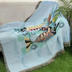 Nordische Strickdecke – Bohemian-Überwurf für den Außenbereich für Camping-Wohnzimmerdekor