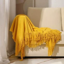 Nordische Strickdecke – Sofadekor aus weicher Wollmischung