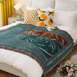 Nordische Strickdecke für draußen – gemütliche Camping-Picknickmatte