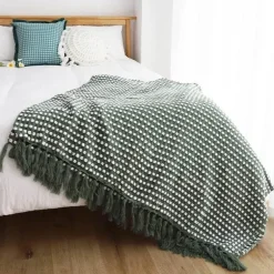 Nordische weiße Strickdecke - Weicher Sofa-Bettbezug für die Heimdekoration