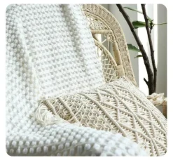 Nordische weiße Strickdecke - Weicher Sofa-Bettbezug für die Heimdekoration