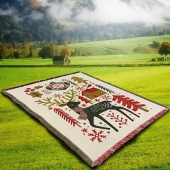 Nordische Weihnachtsdecke – Gemütliche Jacquard-Weihnachtsdecke