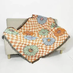 Nordischer Boho-Bettbezug – Stilvolle Jacquard-Bettdecke mit Blumenmuster