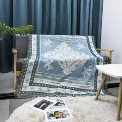 Nordischer Boho-Bettbezug – Stilvolle Jacquard-Bettdecke mit Blumenmuster