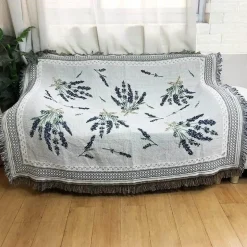 Nordischer Boho-Bettbezug – Stilvolle Jacquard-Bettdecke mit Blumenmuster