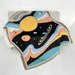 Nordischer Boho-Bettbezug – Stilvolle Jacquard-Bettdecke mit Blumenmuster