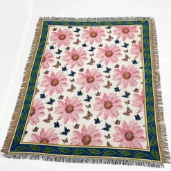 Nordischer Boho-Bettbezug – Stilvolle Jacquard-Bettdecke mit Blumenmuster