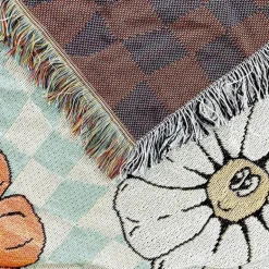 Nordischer Boho-Bettbezug – Stilvolle Jacquard-Bettdecke mit Blumenmuster
