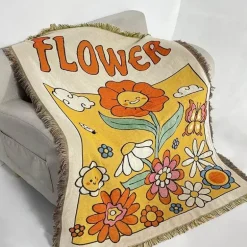 Nordischer Boho-Bettbezug – Stilvolle Jacquard-Bettdecke mit Blumenmuster