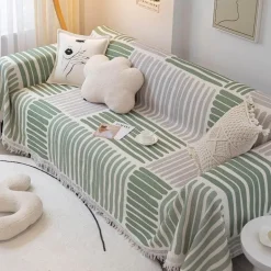 Nordischer gestrickter Sofabezug – weiche, bequeme Überwurfdecke