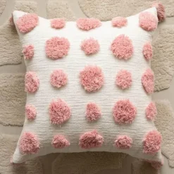 Nordischer rosa geometrischer Kissenbezug - 45x45cm Baumwoll-Canvas-Tufted-Hülle