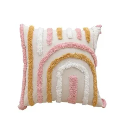 Nordischer rosa geometrischer Kissenbezug - 45x45cm Baumwoll-Canvas-Tufted-Hülle
