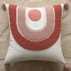 Nordischer rosa geometrischer Kissenbezug - 45x45cm Baumwoll-Canvas-Tufted-Hülle