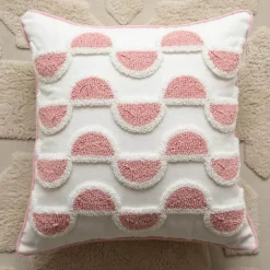 Nordischer rosa geometrischer Kissenbezug - 45x45cm Baumwoll-Canvas-Tufted-Hülle