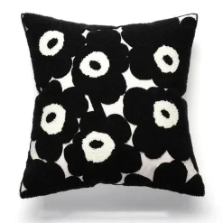 Nordischer Schachbrett-Kissenbezug - Schwarz-Weiß-Plüsch-Kissenbezug