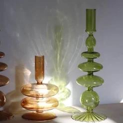 Nordischer stilvoller Kerzenhalter aus Blasenglas