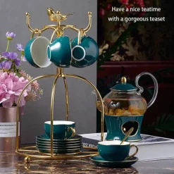 Nordisches Blumentee-Set – Porzellan-Teekanne mit Sieb